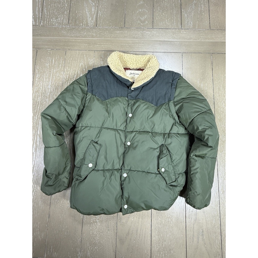 Bellerose‎ jacket Kids Size 8 Green Insulated Classic Sherpa Pearl Snap Western